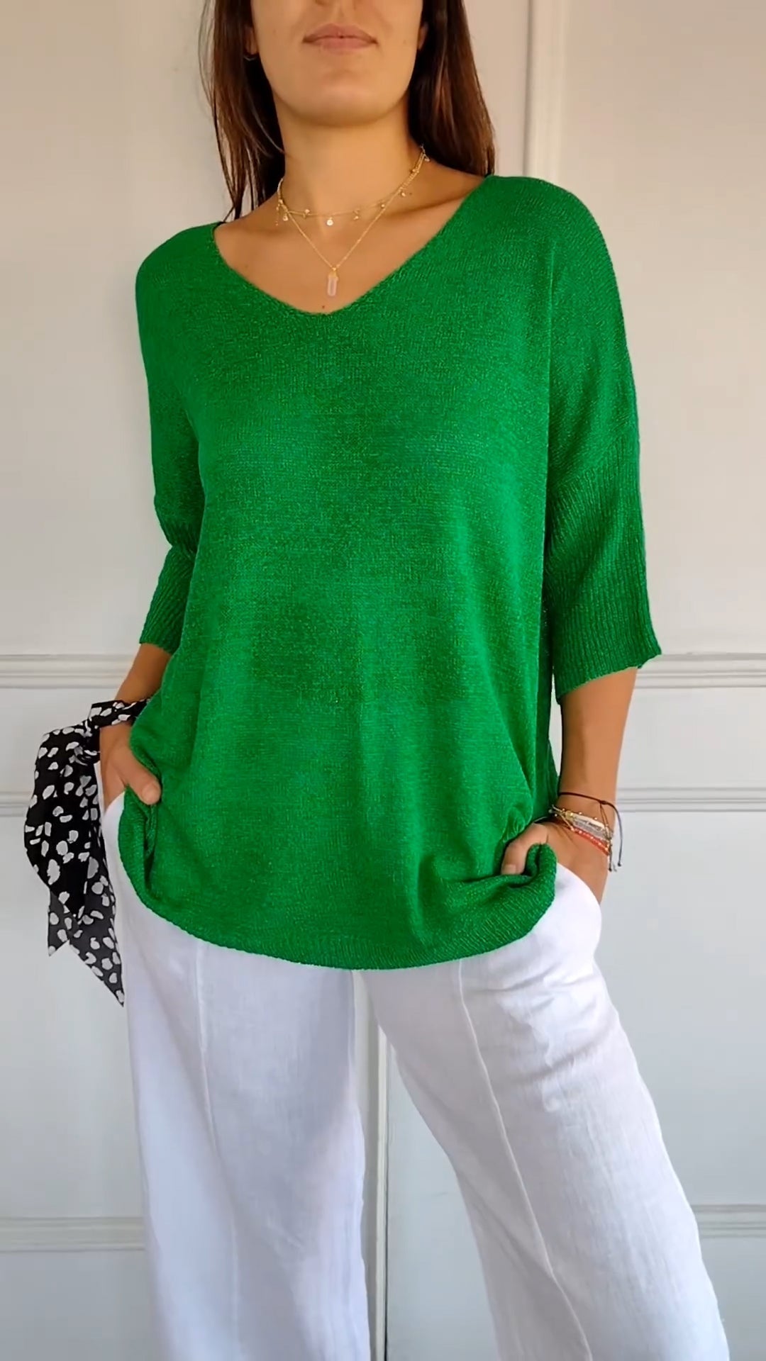 Women’s Loose V-Neck Top – Casual Minimalist Shirt