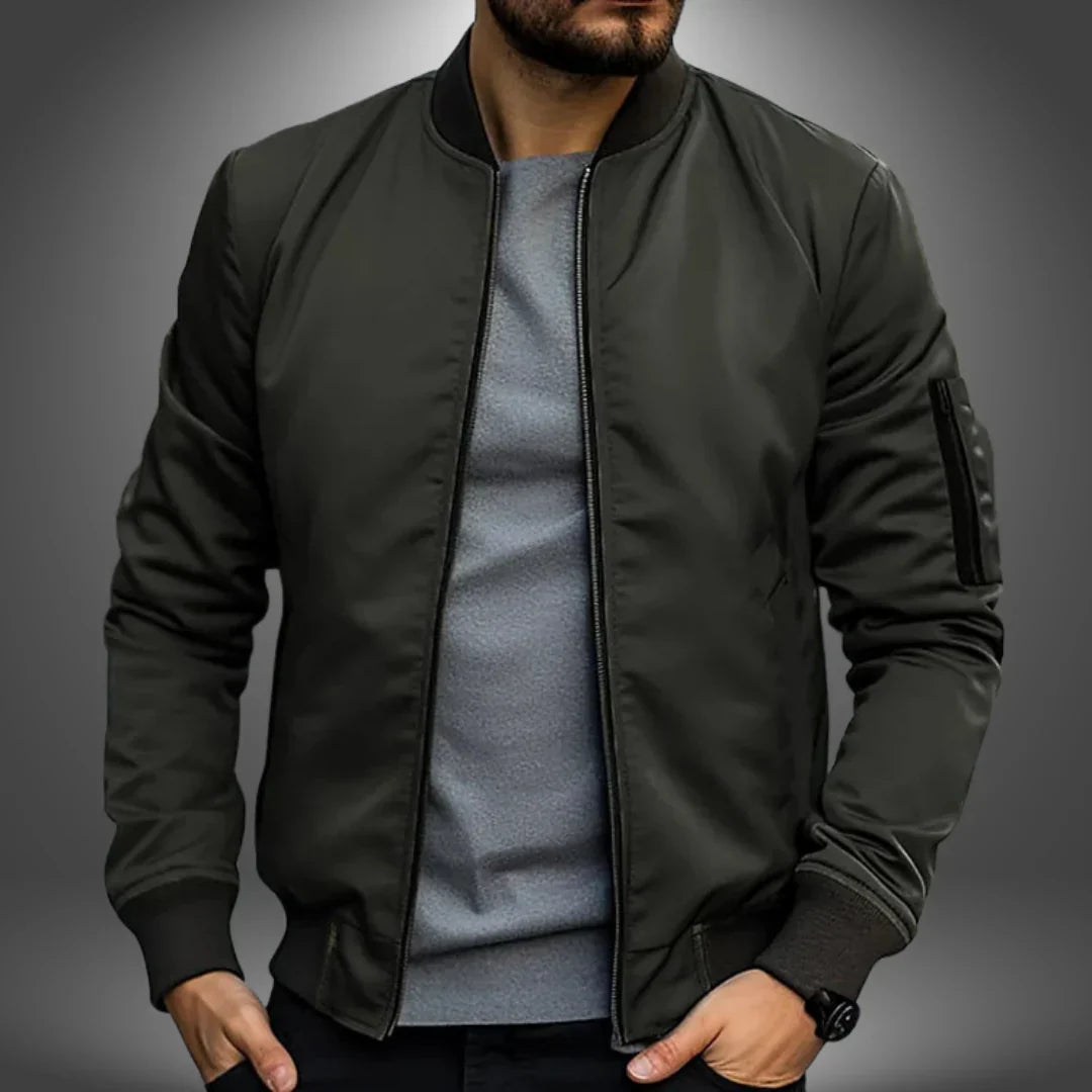 Men’s Lightweight Bomber Jacket – Casual Windbreaker with Ribbed Cuffs