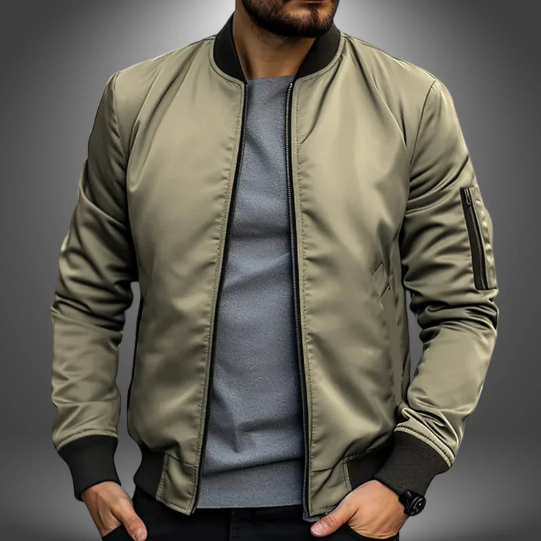 Men’s Lightweight Bomber Jacket – Casual Windbreaker with Ribbed Cuffs