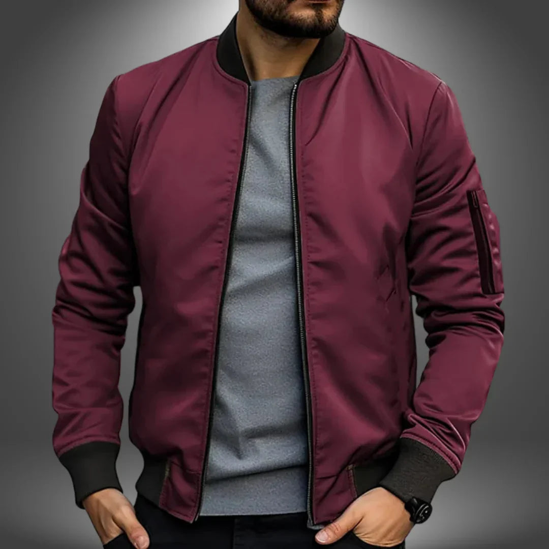 Men’s Lightweight Bomber Jacket – Casual Windbreaker with Ribbed Cuffs