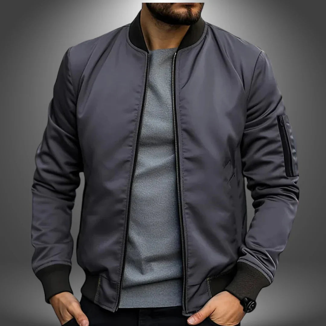 Men’s Lightweight Bomber Jacket – Casual Windbreaker with Ribbed Cuffs