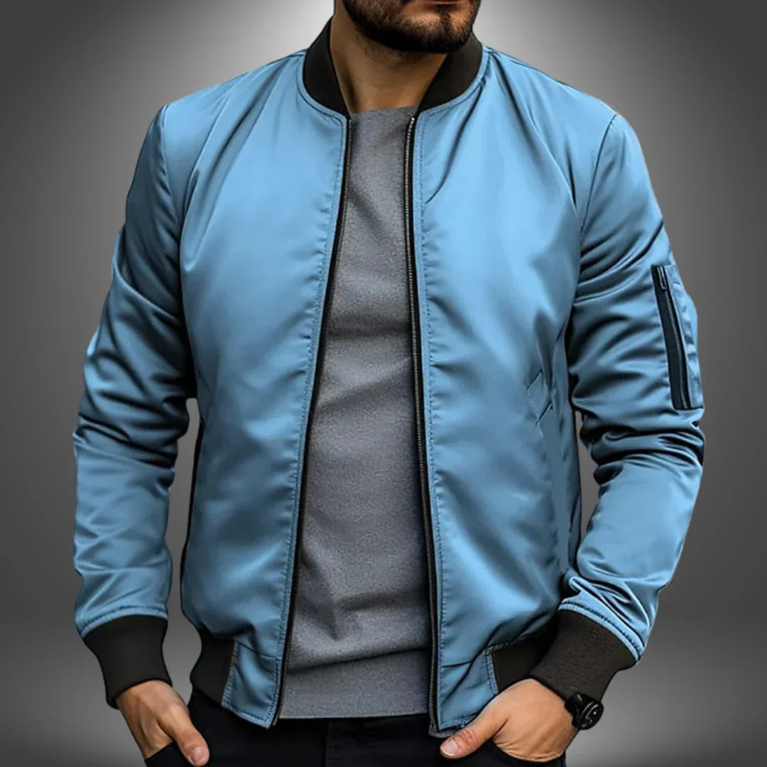 Men’s Lightweight Bomber Jacket – Casual Windbreaker with Ribbed Cuffs