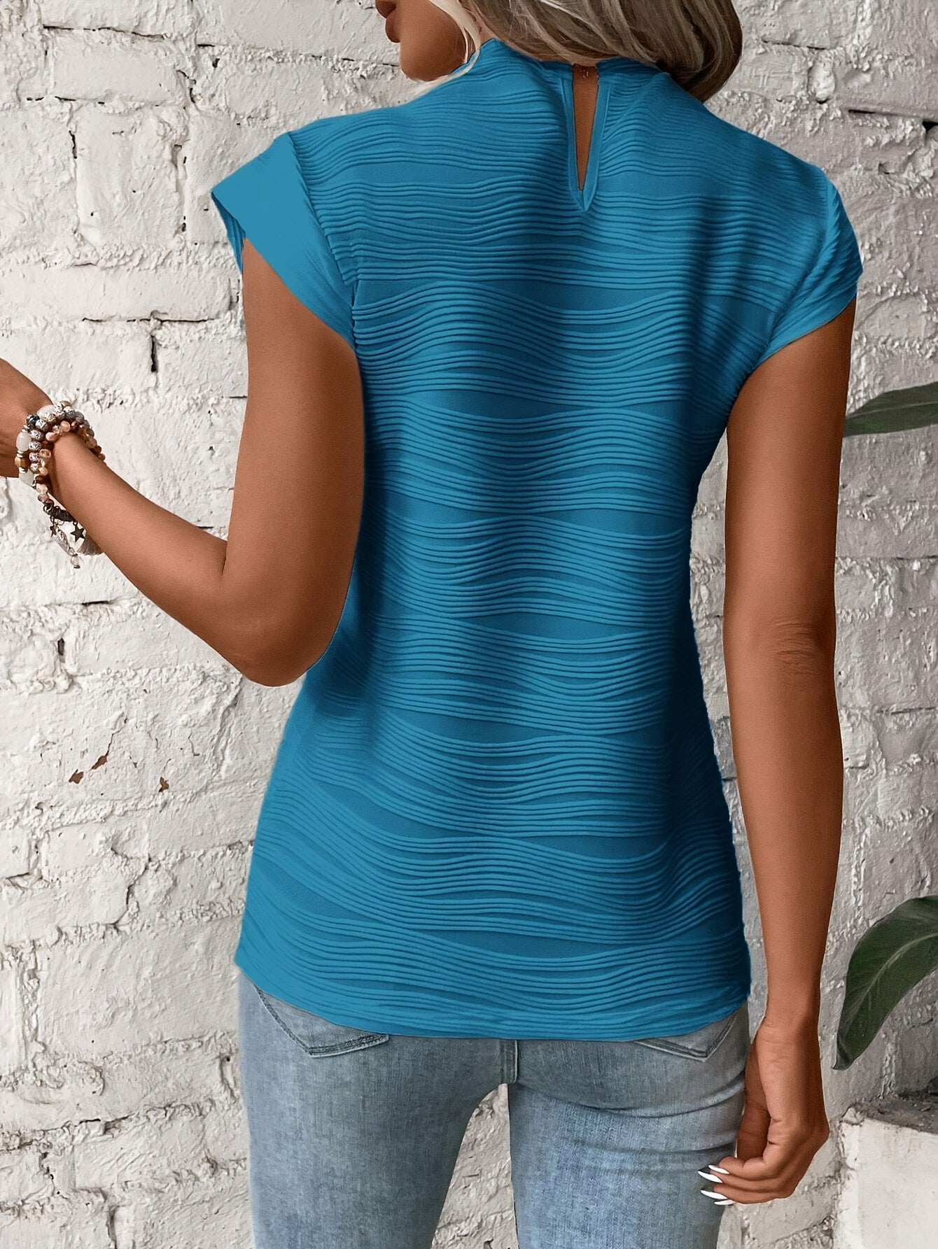 Women’s Chic Pleated Blouse – Elegant Flattering Fit Top