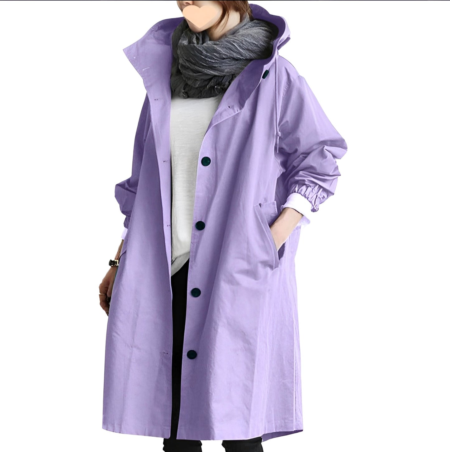 Women’s Oversized Waterproof Raincoat – Lightweight Hooded Trench Jacket