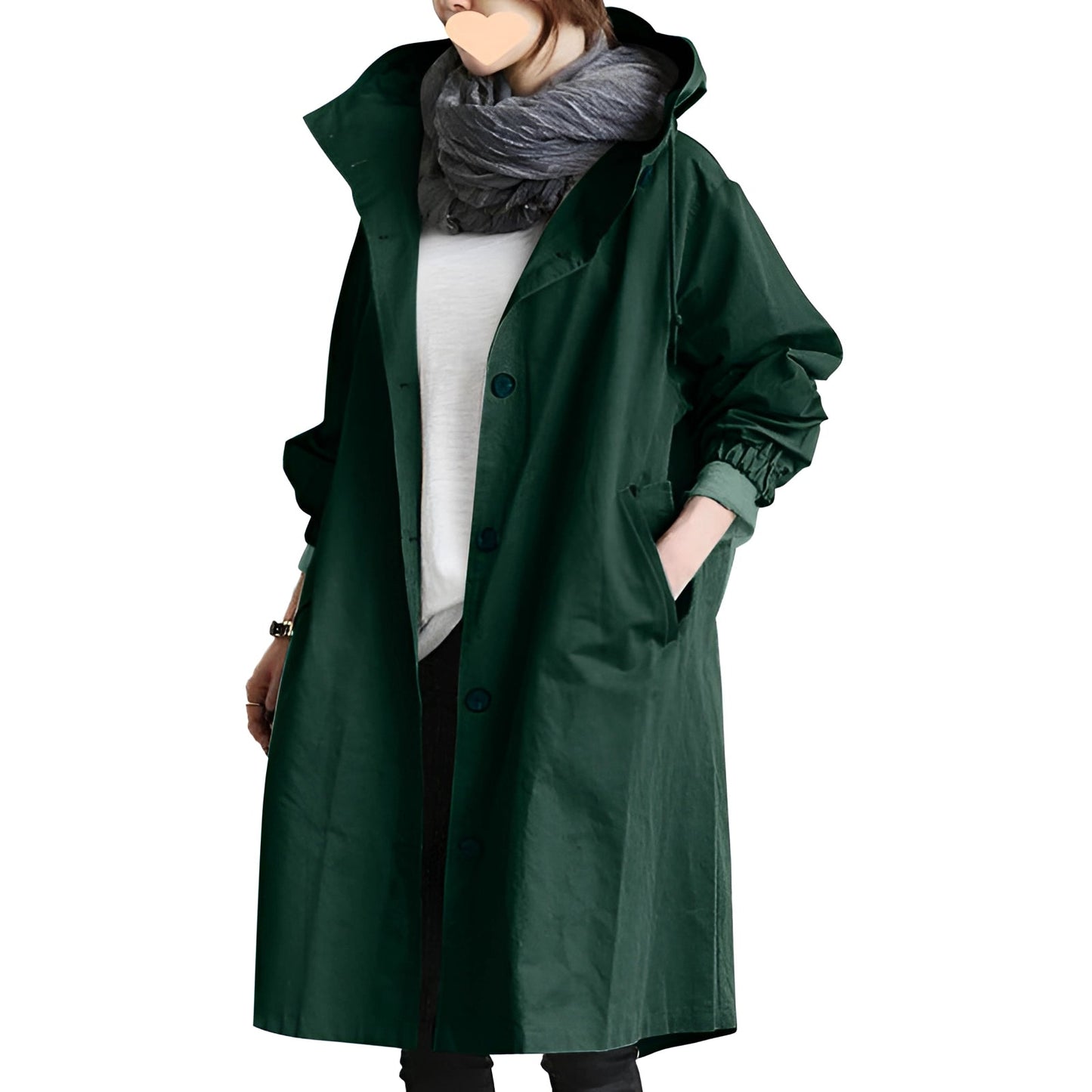 Women’s Oversized Waterproof Raincoat – Lightweight Hooded Trench Jacket
