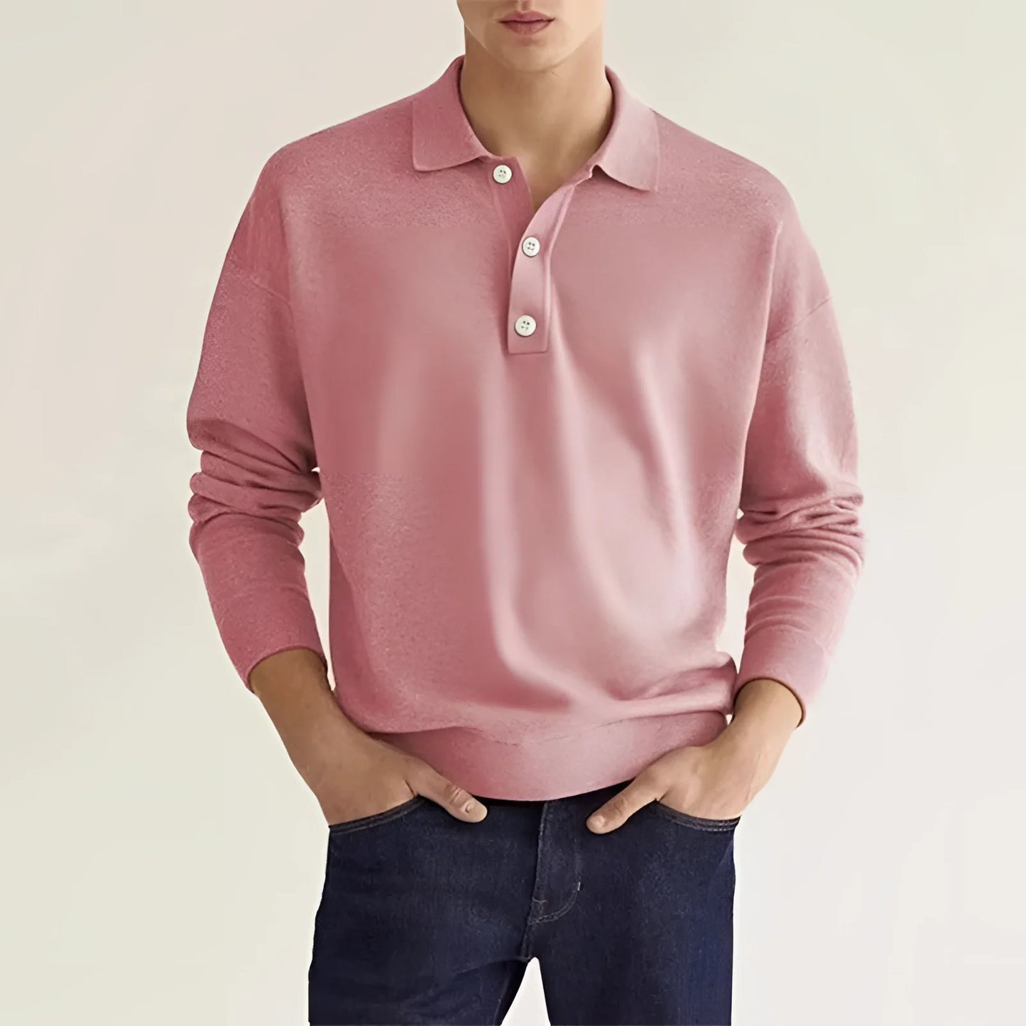 Luxury Men’s Polo Sweater – High-End Winter Knitwear