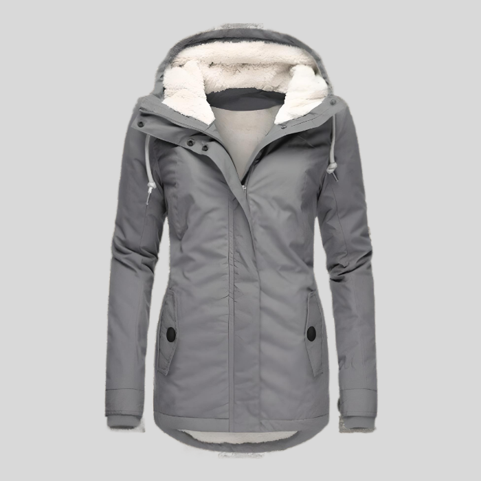 Women’s Long Waterproof Winter Jacket with Hood and Warm Lining – Windproof Cold Weather Coat