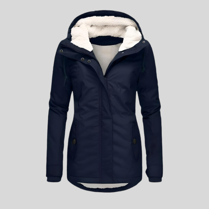Women’s Long Waterproof Winter Jacket with Hood and Warm Lining – Windproof Cold Weather Coat