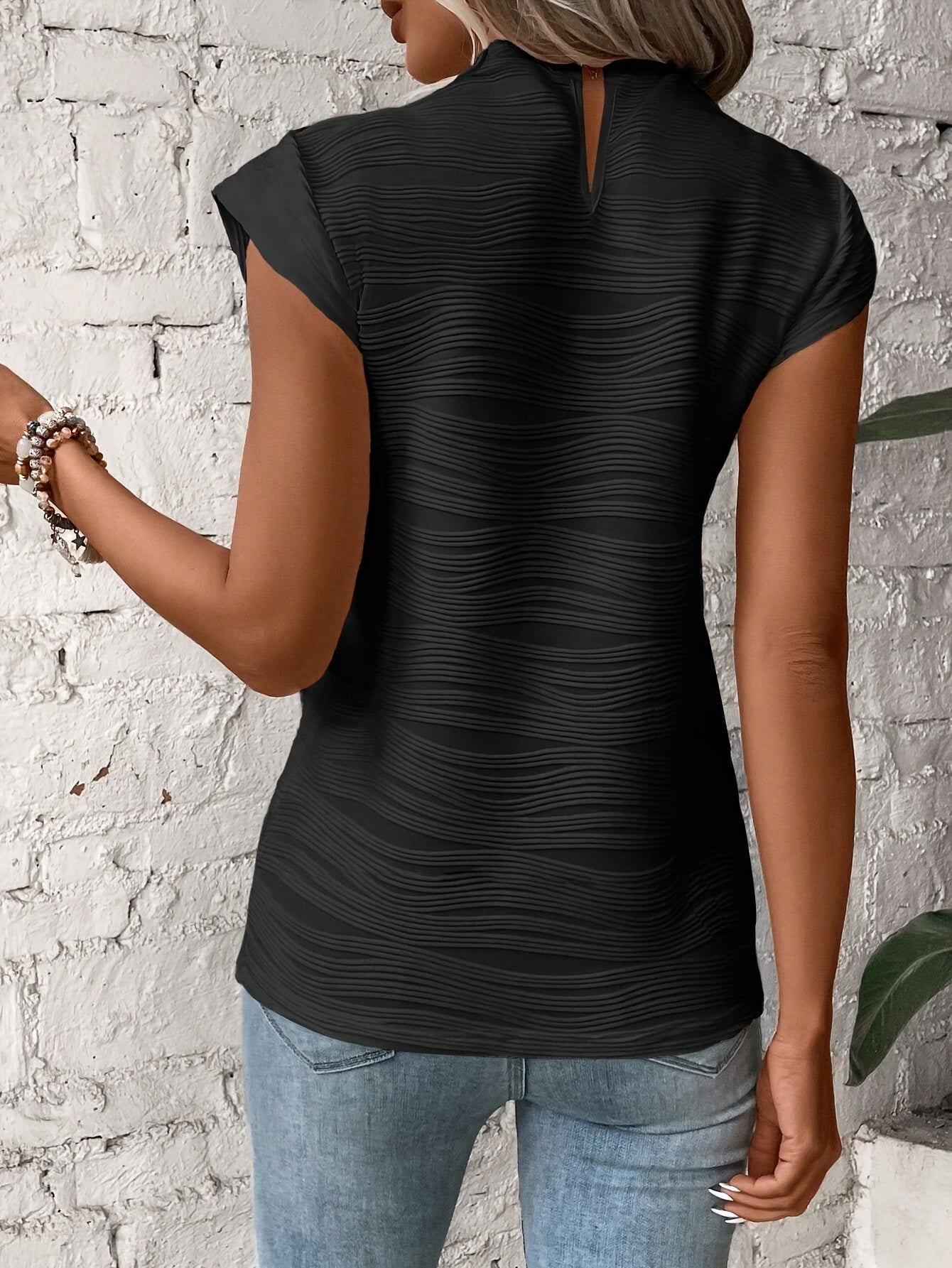 Women’s Chic Pleated Blouse – Elegant Flattering Fit Top