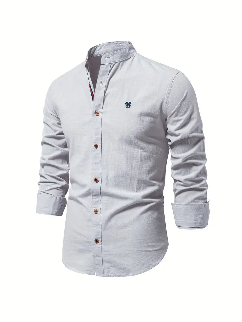 Men’s Long-Sleeve Button-Up Shirt – Lightweight Casual Spring Shirt