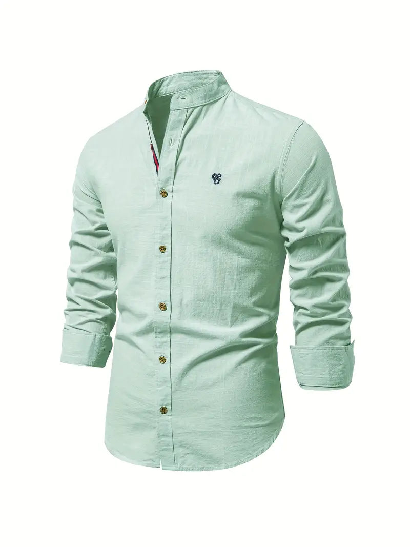 Men’s Long-Sleeve Button-Up Shirt – Lightweight Casual Spring Shirt