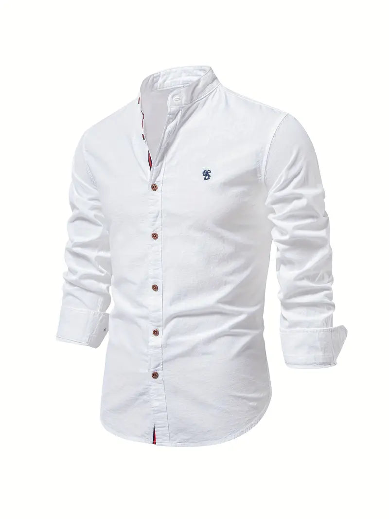 Men’s Long-Sleeve Button-Up Shirt – Lightweight Casual Spring Shirt