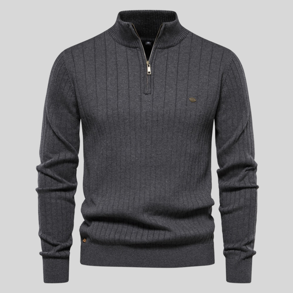 Men’s Ribbed Sweater – Warm Knit Pullover for Fall/Winter
