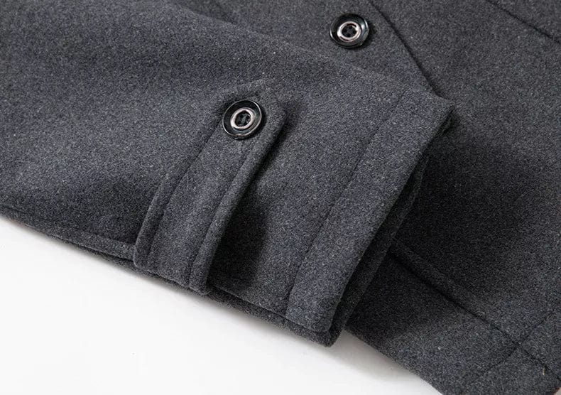Men’s Two-Piece Winter Coat – Wool Blend Outerwear with Zip & Button Closure