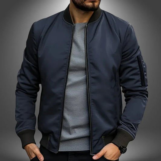 Men’s Lightweight Bomber Jacket – Casual Windbreaker with Ribbed Cuffs