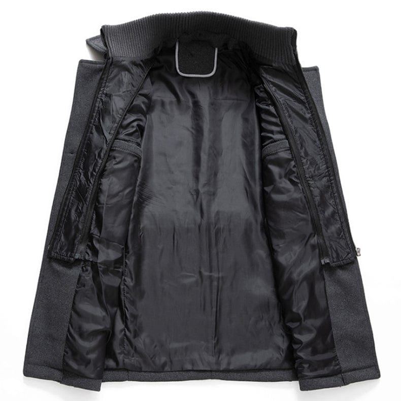 Men’s Two-Piece Winter Coat – Wool Blend Outerwear with Zip & Button Closure