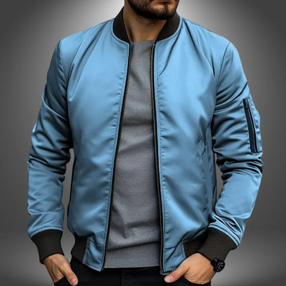Men’s Lightweight Bomber Jacket – Casual Windbreaker with Ribbed Cuffs