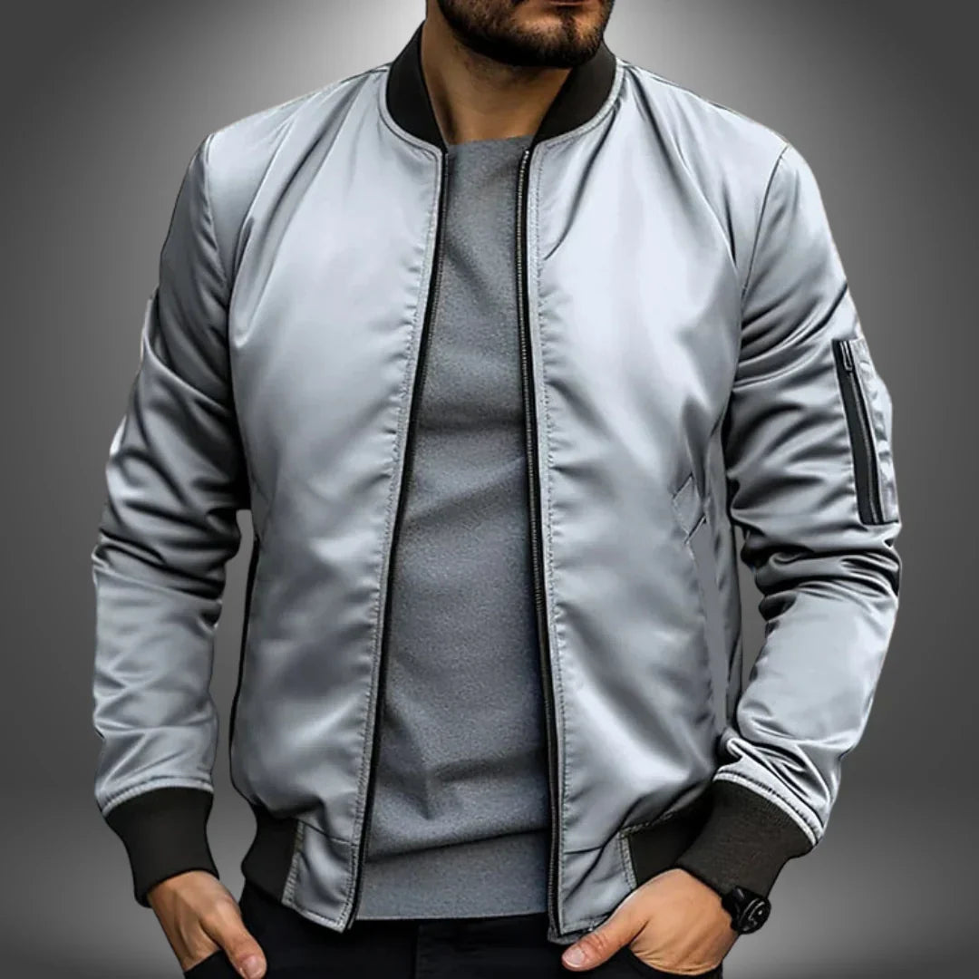 Men’s Lightweight Bomber Jacket – Casual Windbreaker with Ribbed Cuffs