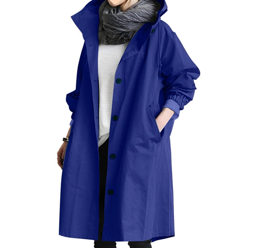 Women’s Oversized Waterproof Raincoat – Lightweight Hooded Trench Jacket