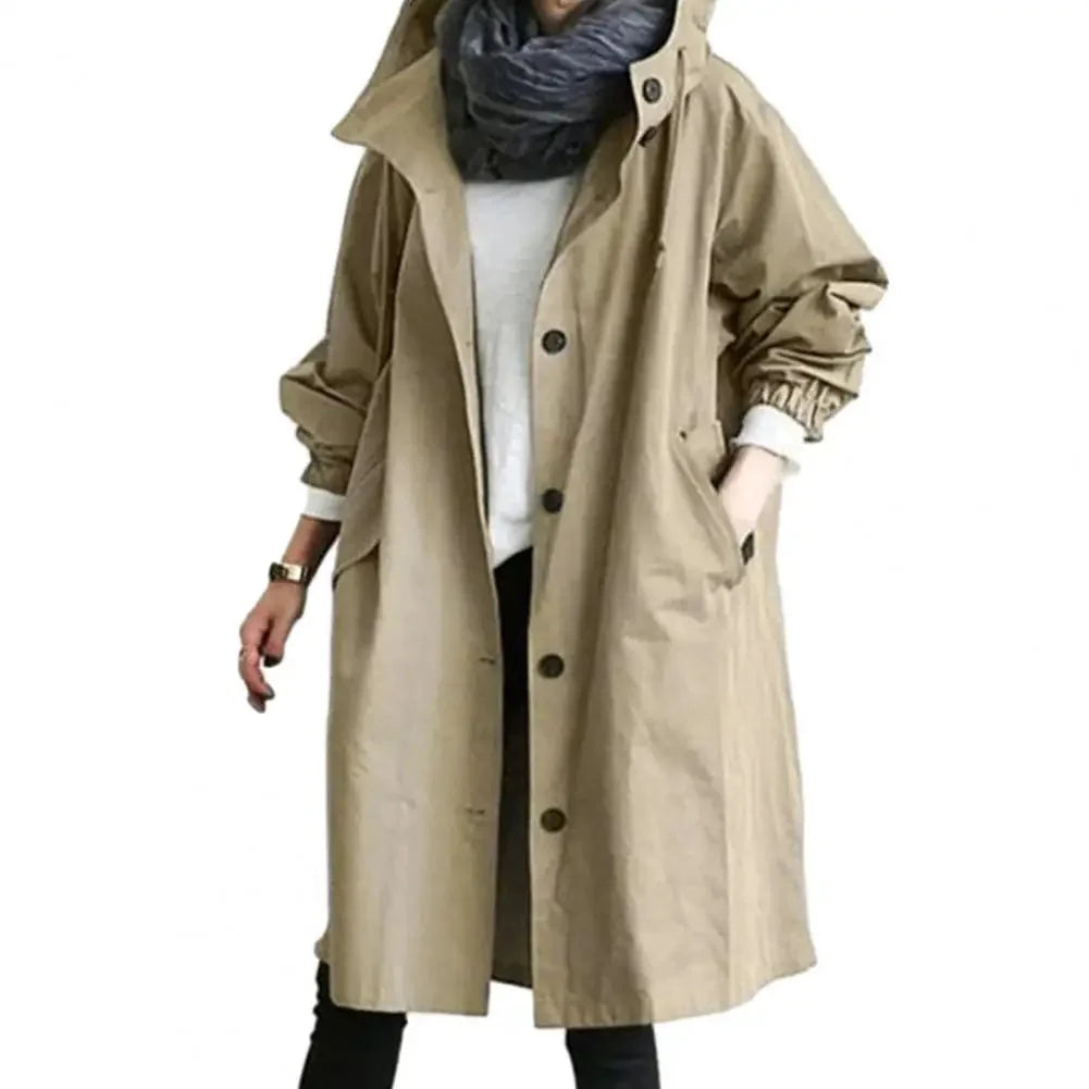 Women’s Oversized Waterproof Raincoat – Lightweight Hooded Trench Jacket
