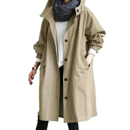 Women’s Oversized Waterproof Raincoat – Lightweight Hooded Trench Jacket