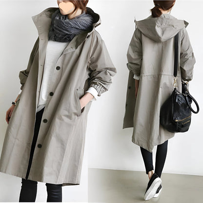 Women’s Oversized Waterproof Raincoat – Lightweight Hooded Trench Jacket