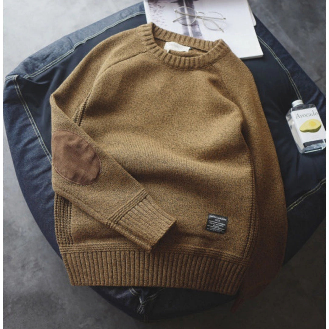 Men’s Sweater – Knitwear with Suede Elbow Patches