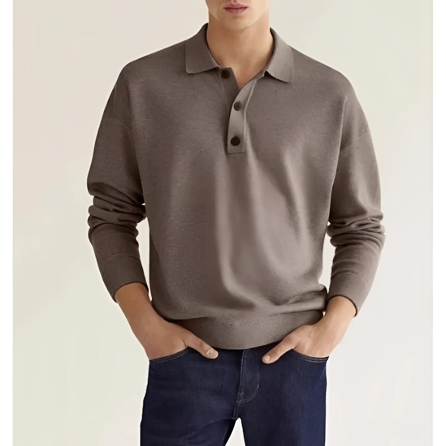 Luxury Men’s Polo Sweater – High-End Winter Knitwear