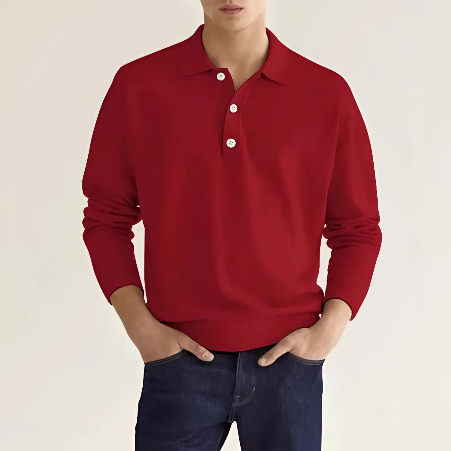 Luxury Men’s Polo Sweater – High-End Winter Knitwear