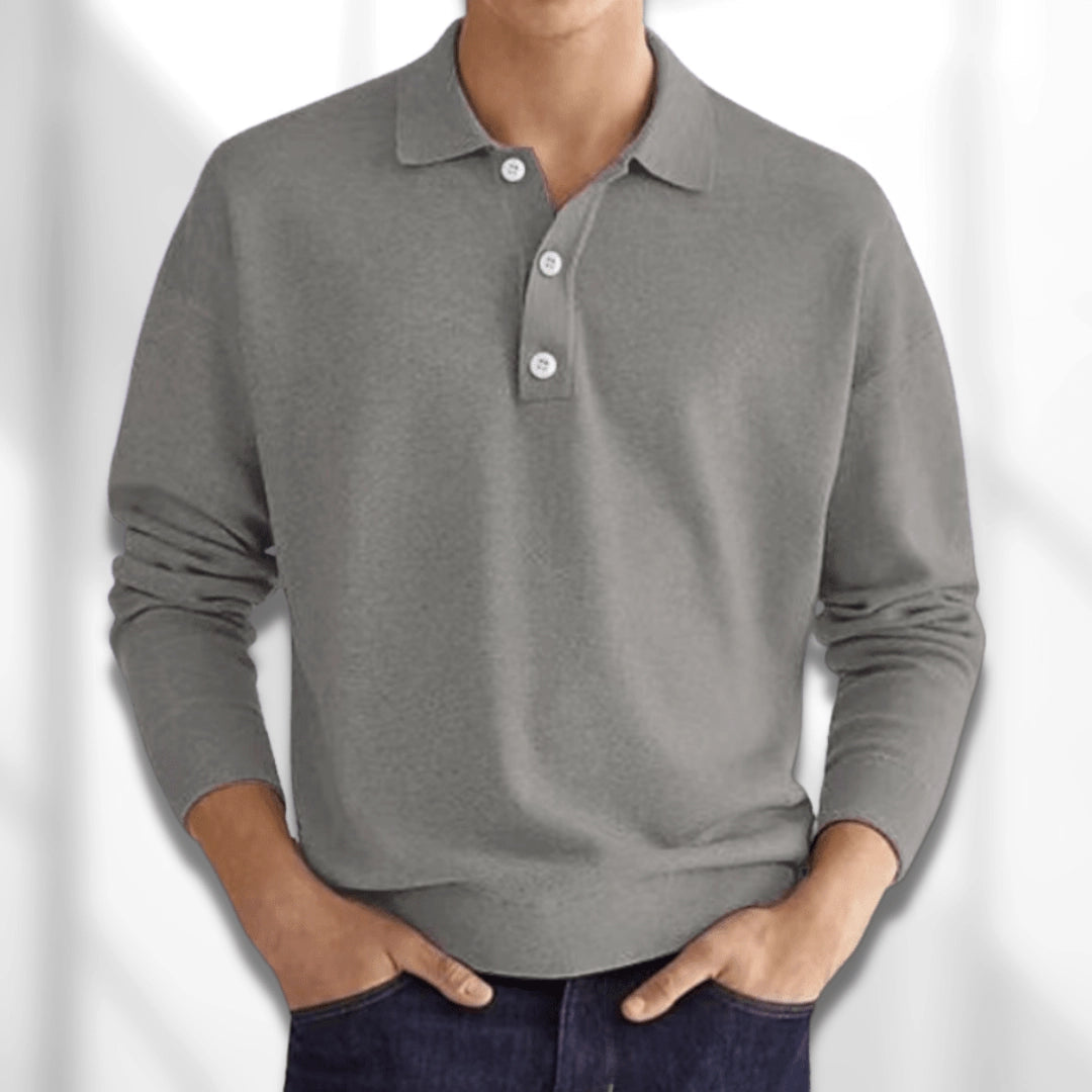 Luxury Men’s Polo Sweater – High-End Winter Knitwear