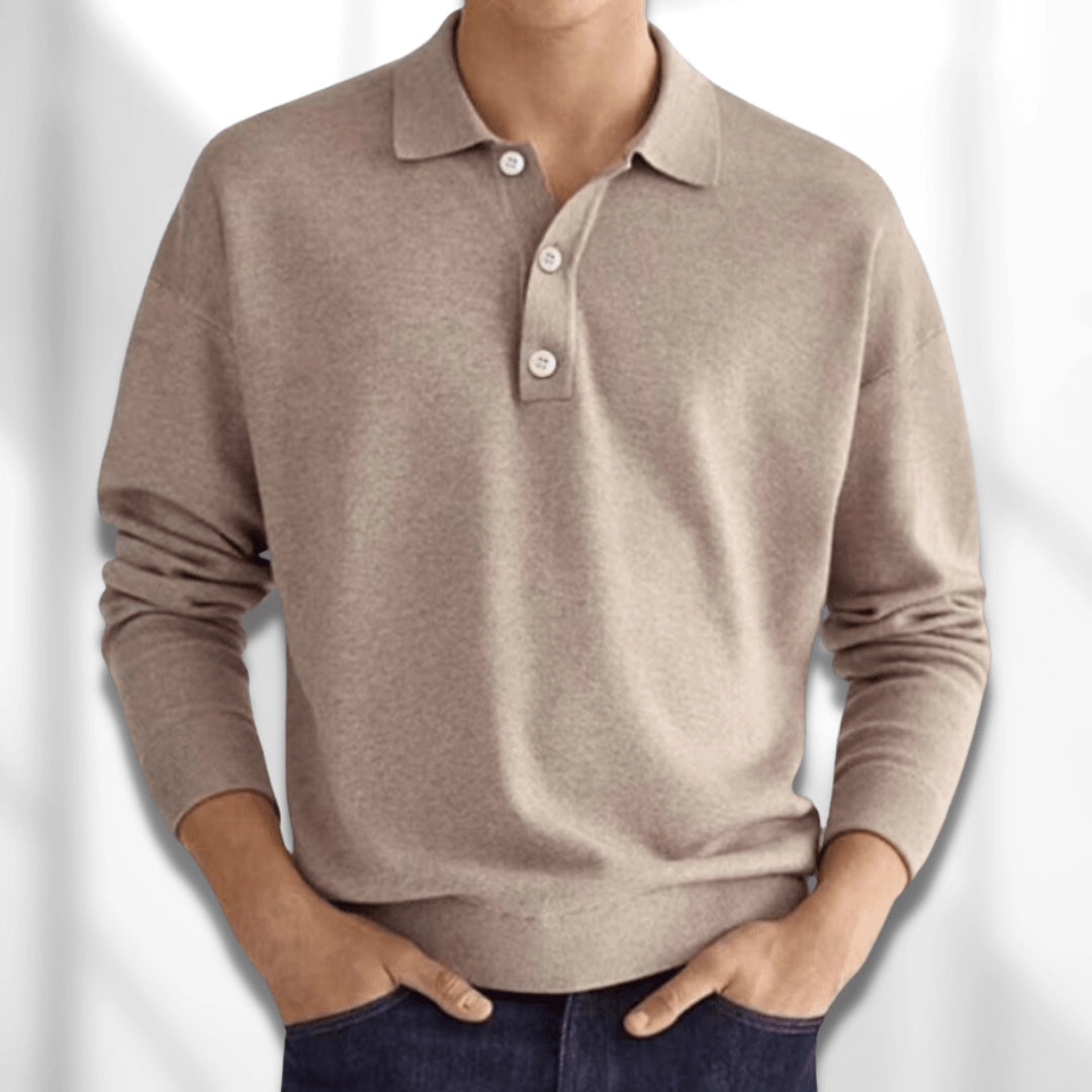 Luxury Men’s Polo Sweater – High-End Winter Knitwear