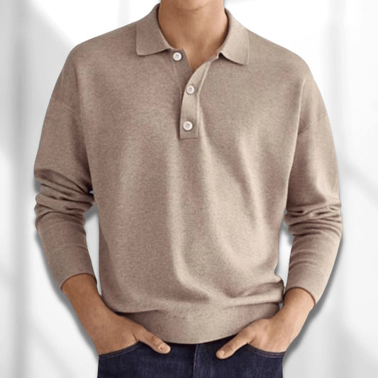 Luxury Men’s Polo Sweater – High-End Winter Knitwear