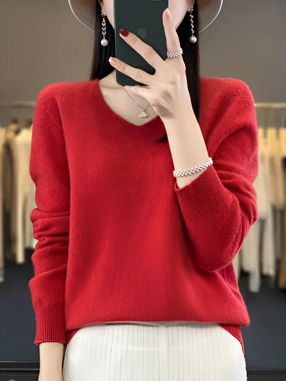 Luxury Women’s V-Neck Sweater – Soft, Elegant Winter Knit