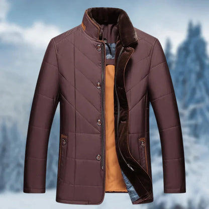Men’s Insulated Quilted Winter Coat – Waterproof Thermal Jacket with Fur Collar