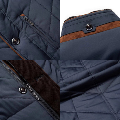 Men’s Insulated Quilted Winter Coat – Waterproof Thermal Jacket with Fur Collar