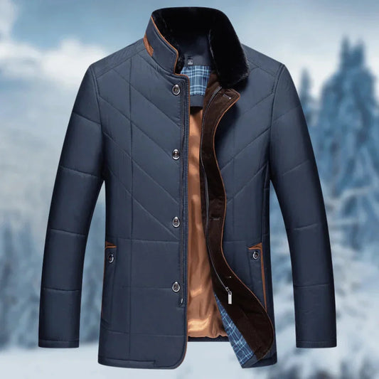 Men’s Insulated Quilted Winter Coat – Waterproof Thermal Jacket with Fur Collar
