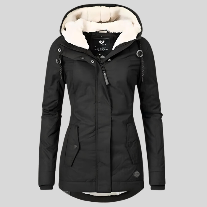 Women’s Long Waterproof Winter Jacket with Hood and Warm Lining – Windproof Cold Weather Coat