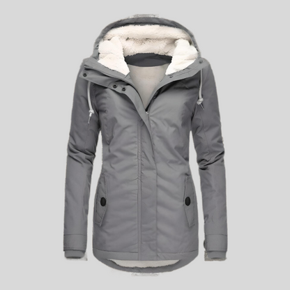 Women’s Long Waterproof Winter Jacket with Hood and Warm Lining – Windproof Cold Weather Coat