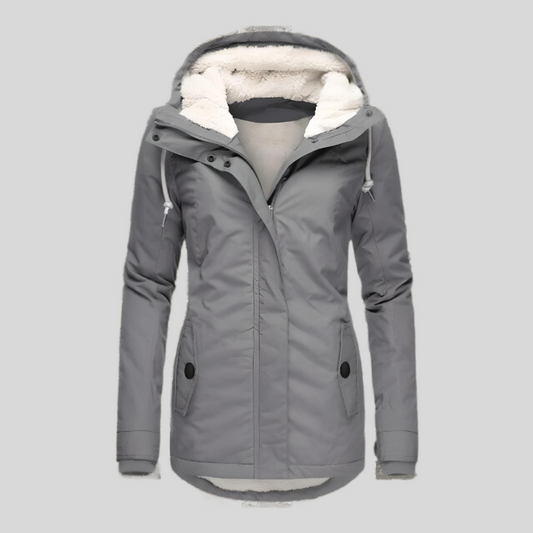 Women’s Long Waterproof Winter Jacket with Hood and Warm Lining – Windproof Cold Weather Coat