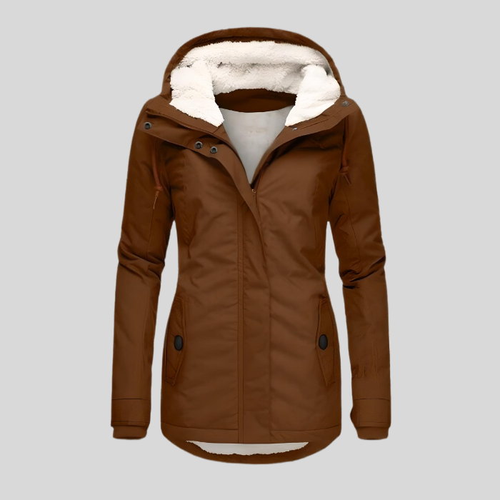 Women’s Long Waterproof Winter Jacket with Hood and Warm Lining – Windproof Cold Weather Coat