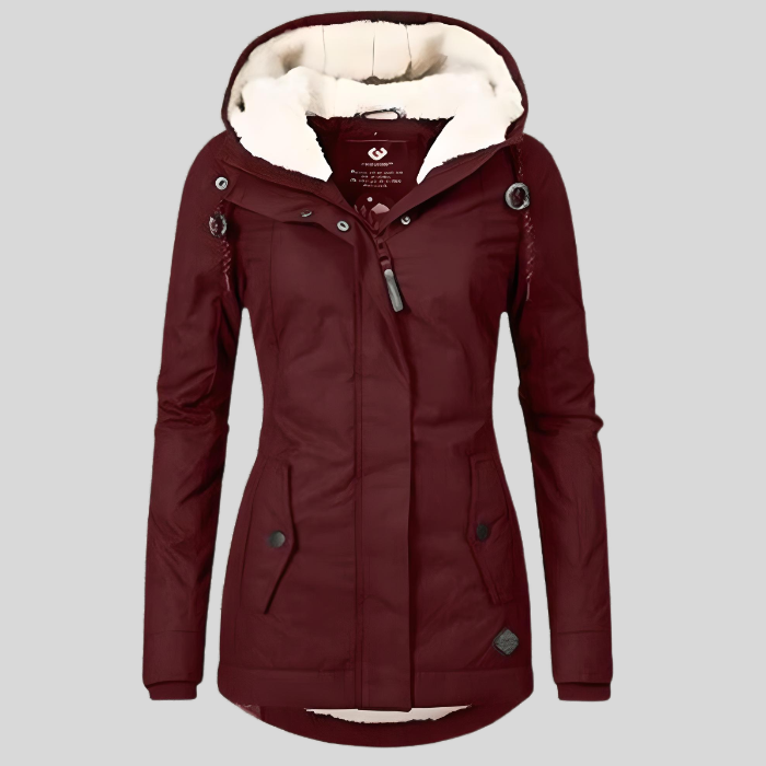 Women’s Long Waterproof Winter Jacket with Hood and Warm Lining – Windproof Cold Weather Coat