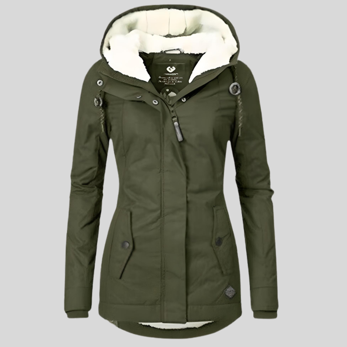 Women’s Long Waterproof Winter Jacket with Hood and Warm Lining – Windproof Cold Weather Coat