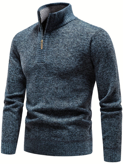 Men’s Thermal Half-Zip Jumper – Soft Knit Fall/Winter Sweater
