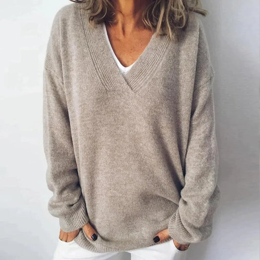 Women’s V-Neck Jumper – Soft Luxury Knit Sweater