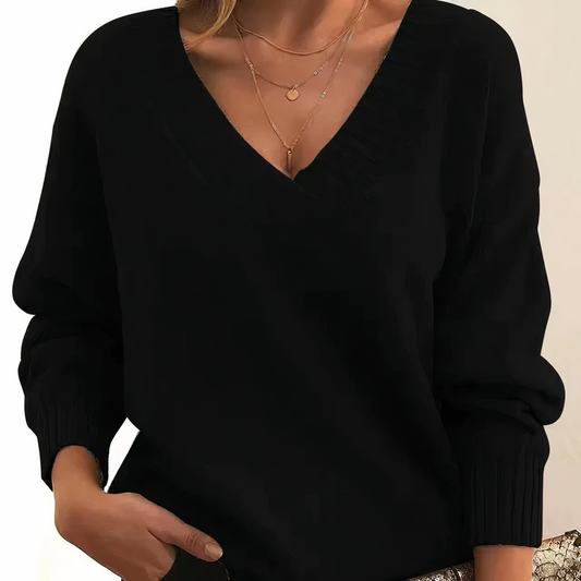 Women’s V-Neck Sweater – Soft Luxury Knit Pullover
