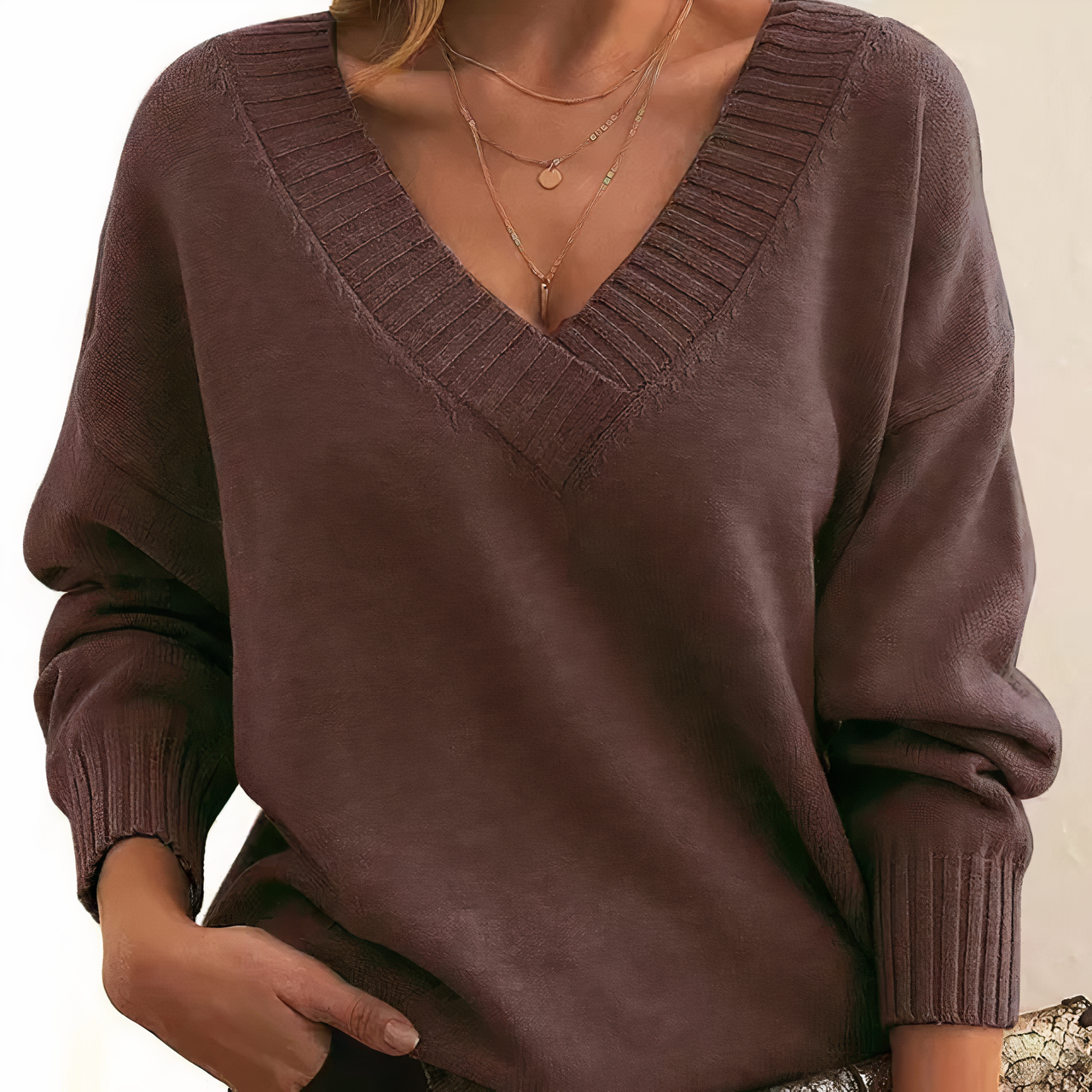 Women’s V-Neck Sweater – Soft Luxury Knit Pullover