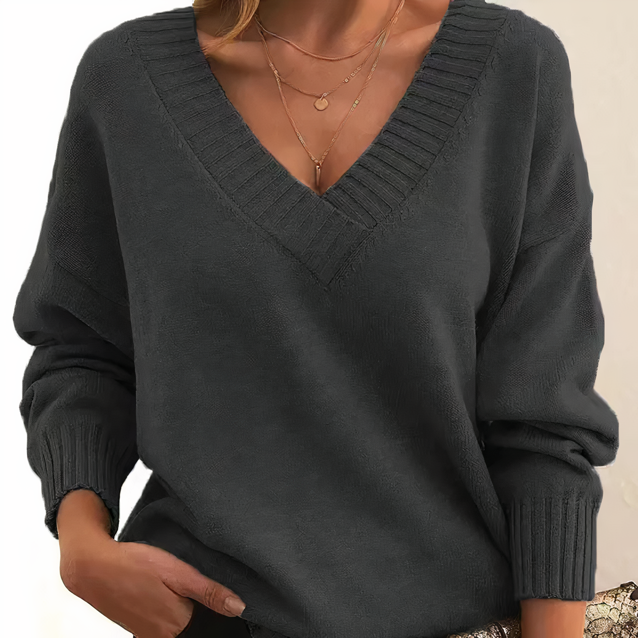 Women’s V-Neck Sweater – Soft Luxury Knit Pullover