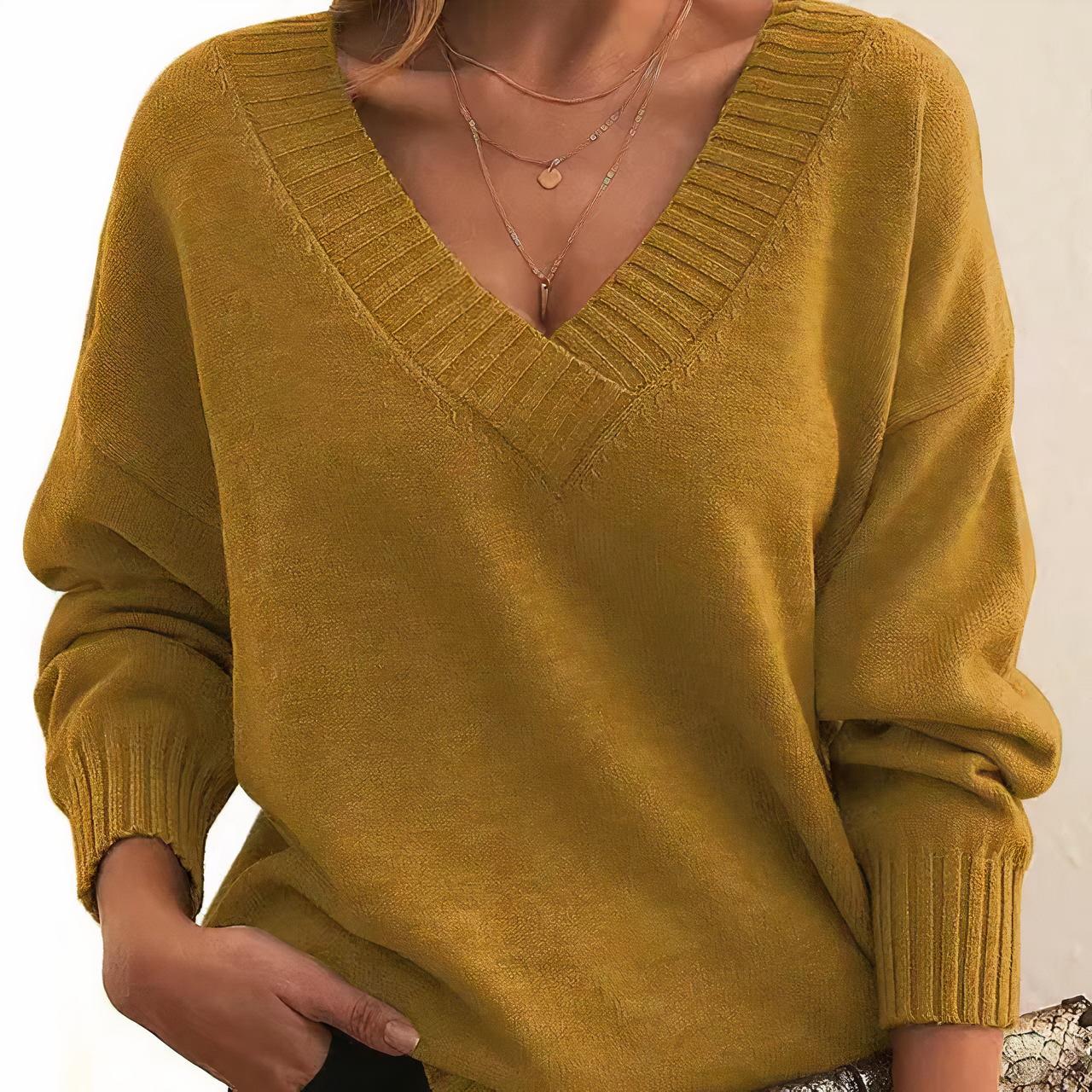 Women’s V-Neck Sweater – Soft Luxury Knit Pullover
