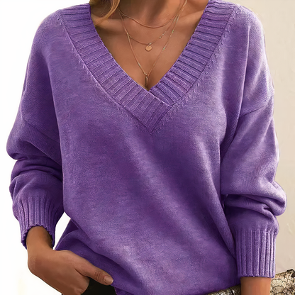 Women’s V-Neck Sweater – Soft Luxury Knit Pullover