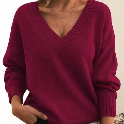 Women’s V-Neck Sweater – Soft Luxury Knit Pullover